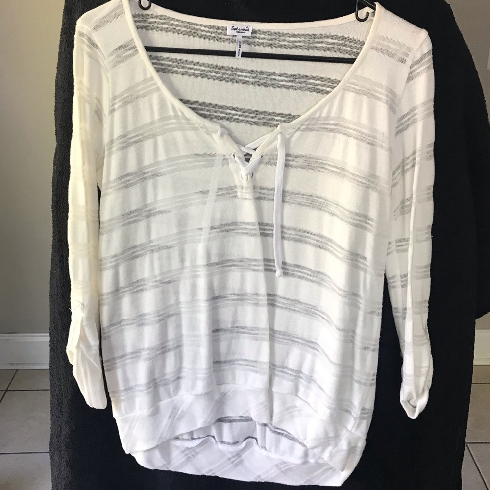 Splendid white 3/4 sweater